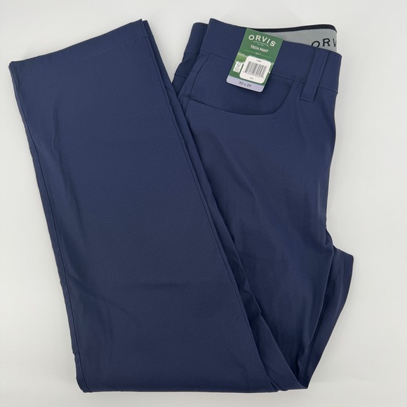 Orvis Tech Pant Mens 30x29 Navy Blue Two Way Stretch Water Repellent Comfort new - Picture 1 of 12